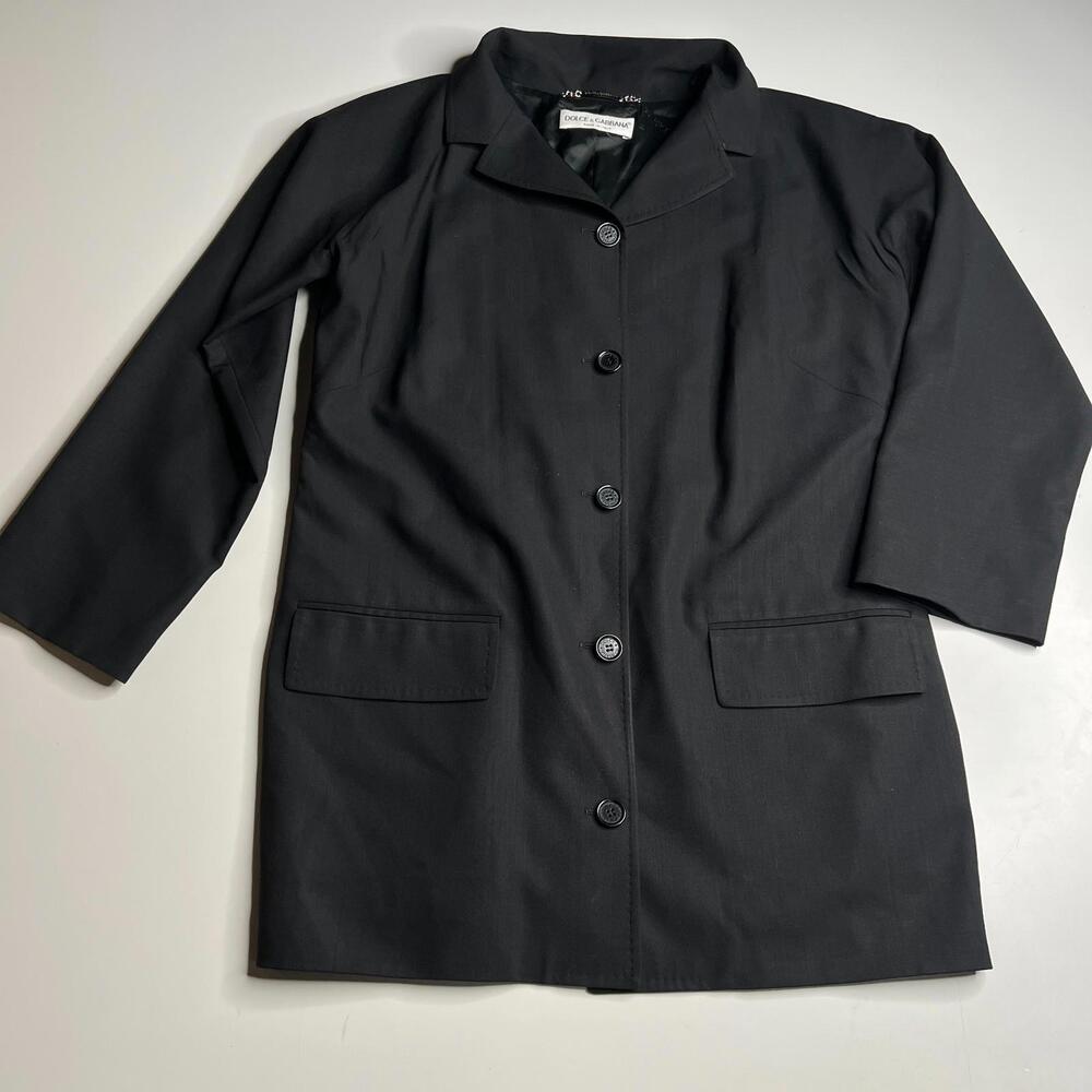 Dolce & Gabbana Black Tailored Coat Jacket Womens Made in Italy Size 44